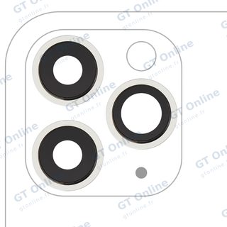 Lentille de caméra arrière avec support et anneau pour Apple iPhone 11 Pro / Pro Max (lot de 3, Real Sapphire, premium, blanc)