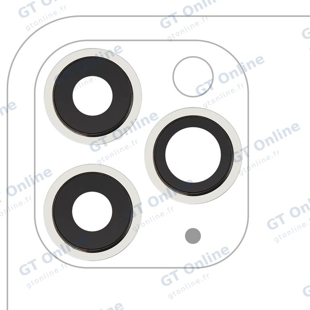 Lentille de caméra arrière avec support et anneau pour Apple iPhone 11 Pro / Pro Max (lot de 3, compatible premium, blanc)