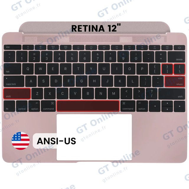 Châssis supérieur avec clavier ANSI US pour Apple MacBook 12" A1534 (2016-2017) (origine d'occasion, or rose)